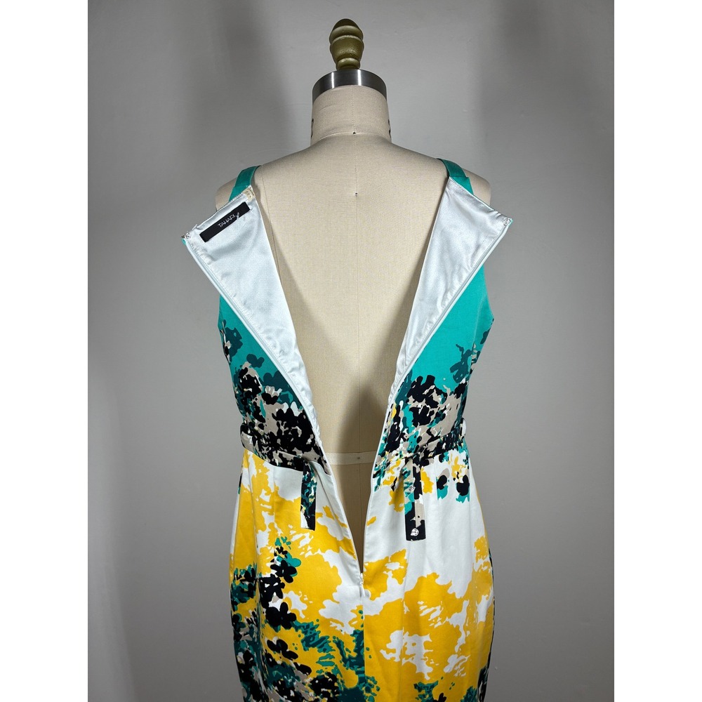 Tahari Sheath Dress 8‎ Abstract Floral Colorful Turquoise Yellow Knee Length - Picture 10 of 13